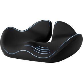 Extra Large Ergonomic Office Chair Cushion,Tailbone and Sciatica/Coccyx Pain Relief, U-Shaped Design, Non-Slip - Memory Foam Seat Cushions for Office Chairs, Desk Chair, Wheelchair. (Black)