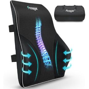 Feagar Lumbar Pillows Back Support Cushions 2024 Extra Large Memory Foam Pillows for Car Seat Office Chair Home, Low Back Pillow Chair Cushions with Extension Strap, Black