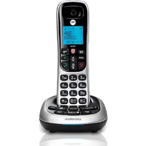 Motorola CD4011 Dect 6.0 Cordless Phone مع جهاز الرد على المكالمات وكتلة المكالمات ، والفضة/الأسود ، 1
