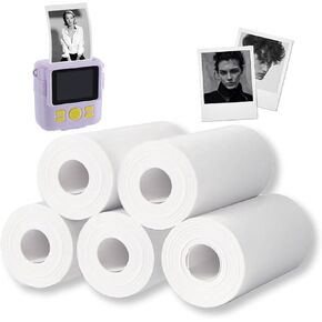 Mini Thermal Printing Paper, 2.24inch x 0.98inch, 5 Rolls Print Photo Paper, Compatible with Portable Printers, Clear & Durable for Receipts, Notes, Photo, Non-adhesive, White