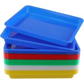 SOUJAP 30 Pack 11 x 8.5 Inch Multicolor Plastic Art Trays, 5 Colors Plastic Activity Tray, Pastic Craft Tray for Art Crafts, DIY Projects, Painting