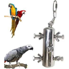 Stainless Steel Parrot Toys, Hanging Chew Bird Toys for Parrots, Bell Macaw Toys, Puzzle Interactive Foraging Bird Toys, Large Bird Toys Toys for Macaws, African Grey, Amazon Parrots