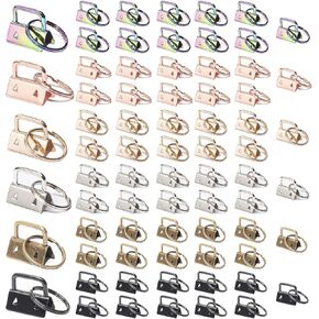 72 Pcs 1 Inch Key Fob Hardware Set, ABuff 6 Colors Keyfob Hardware Kit, Key Chain Making Hardware Supplies for Bags, Lanyard, Wrist Strap