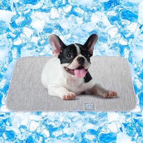 Rywell Dog Cooling Mat, Self Cooling Pad for Dogs, Arc-Chill Q-Max>0.4 Reusable Summer Pet Ice Cool Bed with Super Absorption, Machine Washable & Portable, Home & Travel -M Gray