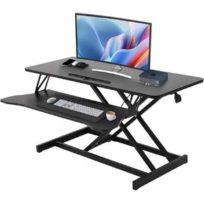 FAHKNS Standing Desk Converter, 36 Inch Height Adjustable Sit to Stand Riser Workstation, Sit Stand up Computer Home Office Desk, Black