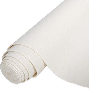 Funcolor White Faux Leather Roll:Soft Smooth Pebbled Faux Leatherette Sheets 8x52 Inch for Sewing Crafts