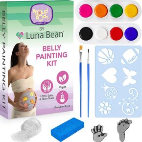 Luna Bean Pregnancy Belly Painting Kit – Made with Vegan, Paraben Free, Safe, and Non-Toxic Body Paint - Gift for Baby Shower, Expecting Mom to Be Gifts in Saudi Arabia