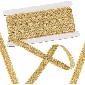 PH PandaHall 13 Yards/ 12m Braid Trim Polyester Braided Lace Ribbons, 1 inch/ 24mm Yellow Fabric Trim Upholstery Lace Trims for Sewing Crafts Clothing Curtains Jewelry Costume Home DIY Decoration