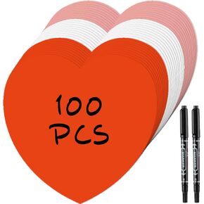 Qilery 100 Pcs 6 Inch Large Heart Cutouts with 2 Pcs Marker Pens Valentine's Day Paper Cutouts Heart Bulletin Board Decoration for Kids Classroom Craft Projects(Pink, White, Red)