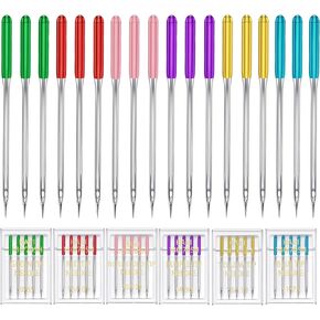 Bequilter 6 Sizes Universal Sewing Machine Needles Regular Point Flat Shank Needle Compatible with Singer, Brother,Janome and Other Brands HAX1 65/9, 75/11, 90/14, 100/16, 110/18,120/20 (30)