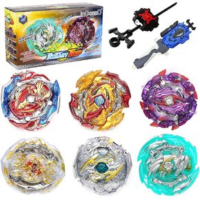 Ingooood Metal Master Fusion Gyro Toys for Kids, 6 Pieces Battling Top Battle Burst High Performance Set with 2 Launchers