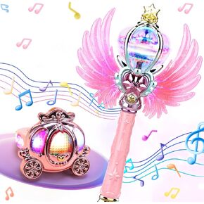 Princess Wands for Little Girls, Magic Wand Toys for Girls with Spinning LEDs and Magic Sound, Great for Girls, Pink