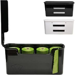 Dog Poop Bag Dispenser - Magnetic Mount - Indoor/Outdoor - Wall Mount - Waste Bag Dispenser - Magnet - Screw-on - Storage - Container + 60 Waste Bags (Black)