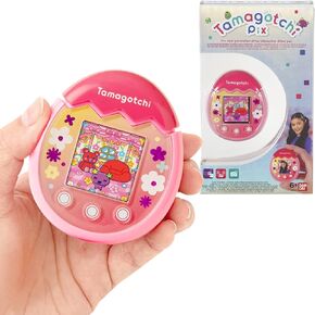 Tamagotchi 42901 Bandai Pix The Next Generation of Virtual Reality Pet with Camera, Games and Collectable Characters-Floral, Pink