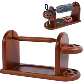 Tzdxfgl Wooden Yarn Holder for Knitting Crochet, Yarn Rack Stand with Slots, Horizontal Yarn Spinner, Stable Yarn Ball Dispenser, Wood Yarn Spinner Holder for Crochet, Gift for Knitting Lovers