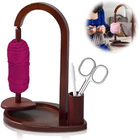 AUKOUPCIL Wooden Yarn Spool Rack, Magnetic Yarn Skein Ball Spinner Holder for Knitting and Crocheting Gift for Crochet Lovers