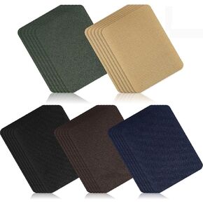Boao 30 Pieces Iron on Patches for Clothes Pants Jean Fabric Repair Adhesive Cotton Patches Khaki Blue Green Black Repair Decorating Kit Large Size for Jackets Decorating 4.9 x 3.7 Inch