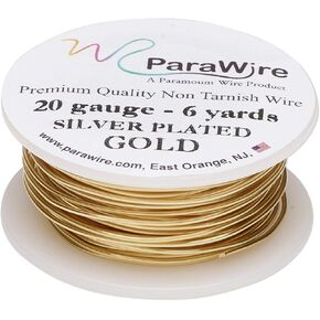 ParaWire Gold-Finished Silver-Plated Copper Craft Wire 20-Gauge 6-Yards with Clear Protective Coating