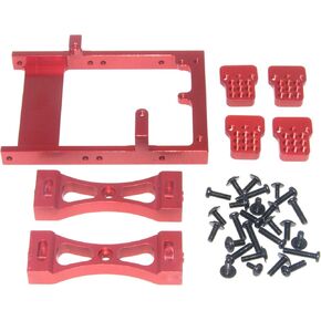 Servo Mount & Fixed Bracket & Extender Seat Mount Compatible with 1/12 MN D90 D91 Parts D96 99S MN99S and 1/16 C14 C24 C34 B14 B24 RC Car Aluminum Alloy Upgrade Replace(Red)