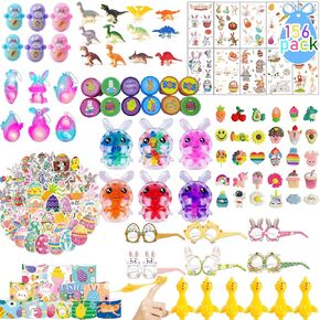 156Pcs Easter Basket Stuffers, Easter Egg Fillers, Easter Party Favors Assortment Easter Eggs Hunt, Easter Eggs Classroom Prize Supplies for Kids Boys Girls