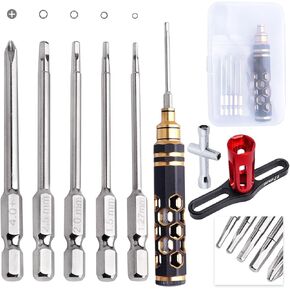 5 in 1 RC Screwdriver Set 1.27/1.5/2.0/2.5mm Hex 4mm Phillips Screw Drivers & 17mm Wheel Wrench RC Hobby Tool Kit for RC Car Crawler Truck