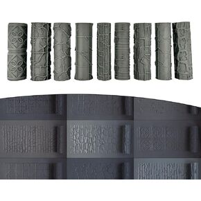 Asemly Terrain Texture Hand Roller for D&D, Wargaming, Battle Mat, Tabletop, Dungeons and Dragons, Ornate, Wood, Stone, 9 Rollers, 10th Edition