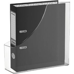 Vertical File Holder Clear PET Desk Organizer and Storage Bins Holding for Magazines Binders Notebooks Envelopes File Organizer for Desk Multi-purpose Plastic Document Organizer Work Desktops