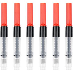 6Pcs Fountain Pen Ink Cartridge Converter, Universal Pen Ink Converter, Red Aperture 4mm Ink Plunger Converter for Most Pens