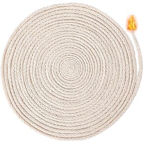 65.6 Ft Oil Lamp Wicks, 1/8" Cotton Braided Candle Wick Burner Round Wick Replacement for Alcohol Kerosene Lamp Torches Lantern