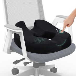 Donut Pillow Donut Cushion Chair Seat Cushion - The Memory Foam Firm Coccyx Pad You Need for Comfort During Long Sitting at Office Chairs, Gaming & Car Seats!(A-Black, Standard)