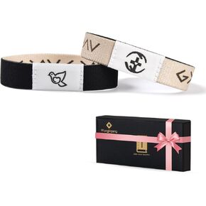 2 Pcs Bible Verse Bracelets，Daily Bible Verse Bracelet，Prayer Hope Bible Bracelets, Christian Gifts for Women , Graduation Gift，Inspirational Religious Gifts, Comes With A 35-inch Ribbon Bow
