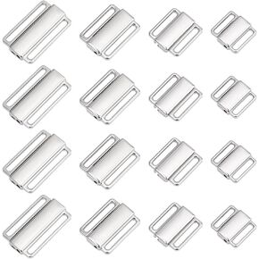 PH PandaHall 32Pcs 4 Sizes Metal Bra Strap Hooks Bikini Clips Bra Hooks Replacement Bra Hook Closure Bra Strap Clips for DIY Craft Bra Swimsuit Lingerie Sewing Swimsuit Adjustment Slides