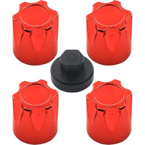 4PCS Share Goo Aluminium RC M4 Wheel Nut,RC Car Dustproof Wheel Rim Center Cap Hub Compatible with Traxxas TRX4 Axial SCX10 90046 D90 Tamiya Redcat HPI 1/10 RC Crawler Car (Red)