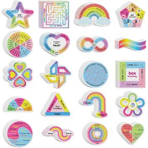 Libima 180 Pcs Anxiety Sensory Stickers Reusable Anxiety Textured Stickers Mindfulness Decals Fidget Calming Breathing Labels for Adults Kids School Office Classroom(Bright Colors)
