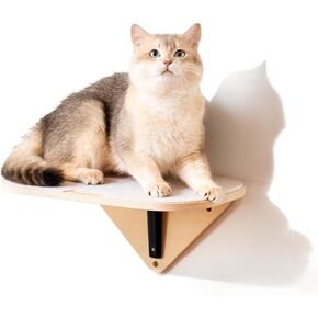 Mewoofun Cat Wall Relves ، 16.5 '' X 10.3 '' Ammock مع حصيرة خدش ، وأثاث جدران القط الخشبي للقطط الداخلية ، وسرير القط المثبت على الحائط للنوم والتسلق واللعب