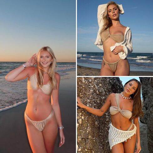 ZAFUL Women's One Shoulder Bikini Twisted Ruched High Cut Bandeau Bikini Set Two Piece Swimsuit in Saudi Arabia