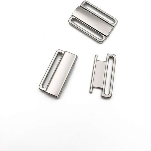 10 مجموعات 3/4 "(20 مم) الفضة النيكل الخالي من الختام Bikini Clasp Flickers Closure 3/4" صدر صدرية واسعة من صنع الخياطة الداخلية (الفضة) in Saudi Arabia