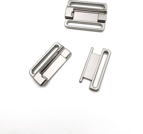 10 مجموعات 3/4 "(20 مم) الفضة النيكل الخالي من الختام Bikini Clasp Flickers Closure 3/4" صدر صدرية واسعة من صنع الخياطة الداخلية (الفضة) in Saudi Arabia