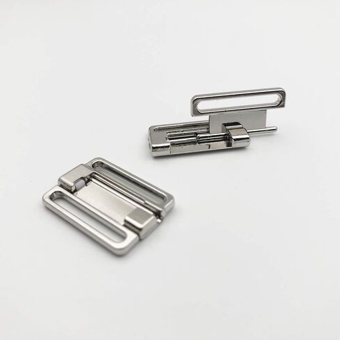 10 مجموعات 3/4 "(20 مم) الفضة النيكل الخالي من الختام Bikini Clasp Flickers Closure 3/4" صدر صدرية واسعة من صنع الخياطة الداخلية (الفضة) in Saudi Arabia