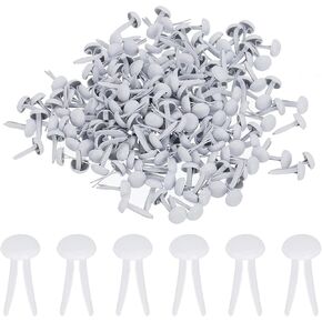 PATIKIL 1000 PCS Paper Brass Fasteners Split Pins Pastel Mini Metal Brads Round Head Plated Fastener for Craft Art Scrapbooking DIY Supplies, White, 4.5 x 8 mm