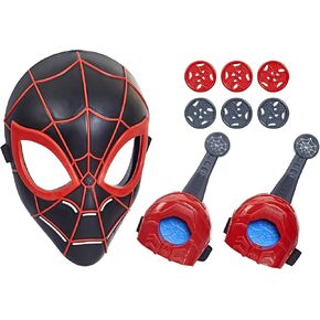 Spider-Man Marvel Across The Spider-Verse Web Action Gear, Miles Morales Costume Mask and Gauntlets, Super Hero Toys for 5 Year Old Boys and Girls and Up