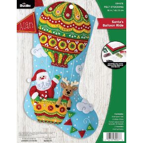 Bucilla Found Hove Chaking 18 "Making Kit ، Santa's Balloon Ride ، مثالي للفنون والحرف اليدوية ، 89467E in Kuwait