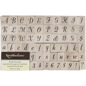 Script Alphabet & Numbers Wood Stamp Set by Recollections - Woods Stamps for Stationary, Scrapbooking, School Projects, Arts & Crafts - 1 Pack