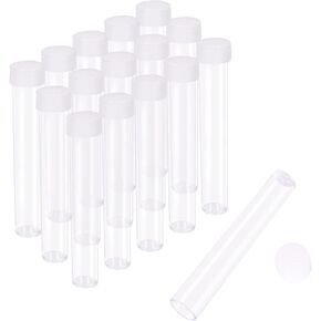 20pcs حاويات حبة البلاستيك الأنبوب مع أغطية 2.99 × 0.53 بوصة بحجم سفر بذرة بذرة منظم المجوهر