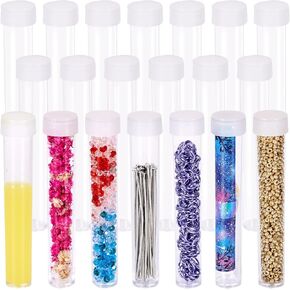 20Pcs Tube Plastic Bead Containers with Lids 2.99 x 0.53 Inches Travel Size Seed Bead Cylinder Jewelry Organizer Box Clear Diamond Painting Storage Case for Jewelry Making in Saudi Arabia