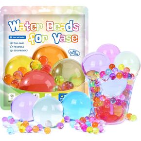 Non-Toxic Water Beads Kit,500 Pcs Giant & 100000 Small Gel Beads,Rainbow Mix Water Gel Beads Growing Balls for Vases Filler,Wedding Centerpieces,Home & Plant Decoration,Foot Spa,and More