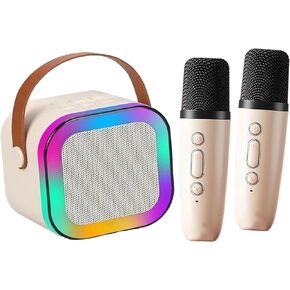 Mini Karaoke Machine for Kids with 2 Wireless Microphones - Portable Bluetooth Kids Karaoke Machine, Fun Singing System for Children, Ideal Gift for Girls and Boys