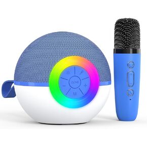 Karaoke Microphone Machine Toys for Kids Adults, Mini Portable Bluetooth Speaker with Wireless Mic, Christmas Birthday Gifts for Boys Girls Ages 3 4 5 6 7 8 9 10 11 12+ Year (Blue)