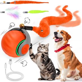 Mity rain Interactive Cat Toy Ball, Self Rolling Ball with Cover Anti-Scratch for Bored Indoor Cat Chasing, Obstacle Avoidance Speedy Cat Toys for Enrichment, Motion Activated Toys to Keep Them Busy