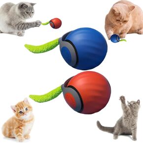2PCS Speedy Tail 2.0, Speedy Tail Cat Toy, 2025 New Generation Interactive Cat Toy, Smart Interactive Cat Toy Ball, Two Speed Adjustment (Orange + Blue)